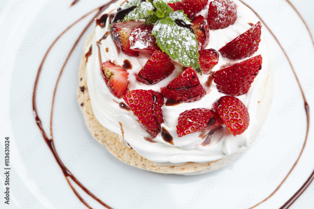 pavlova dessert with strawberries pavlova dessert with strawberries