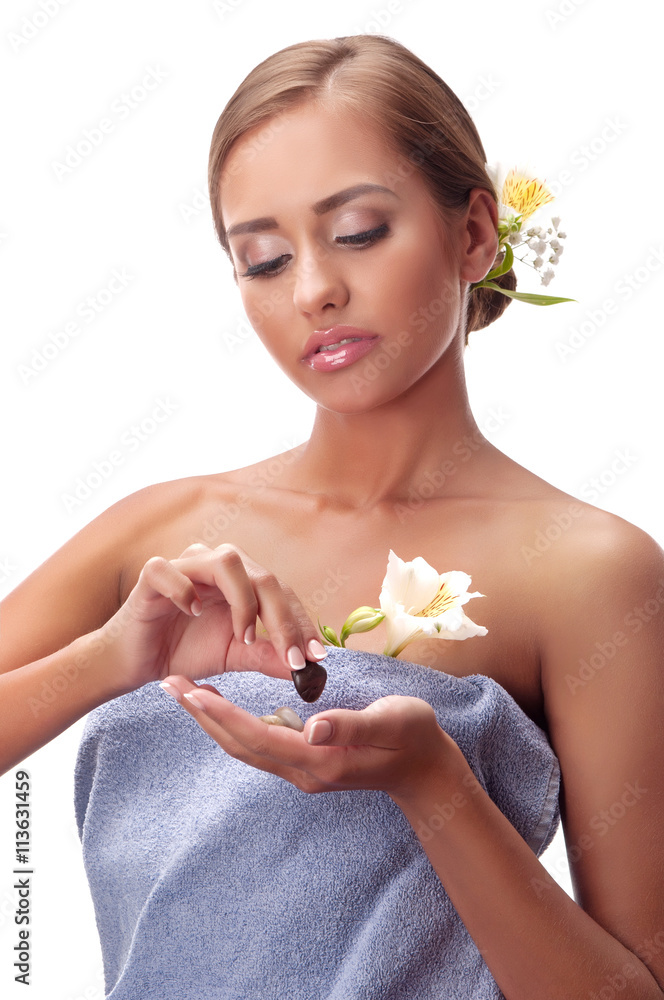 female during luxurious procedure of massage female during luxurious procedure of massage