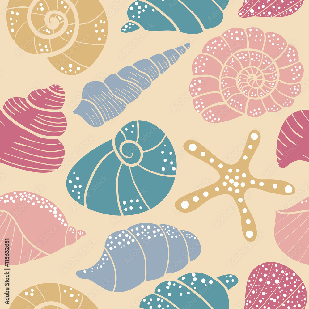 Seashell vector seamless pattern Seashell vector seamless pattern
