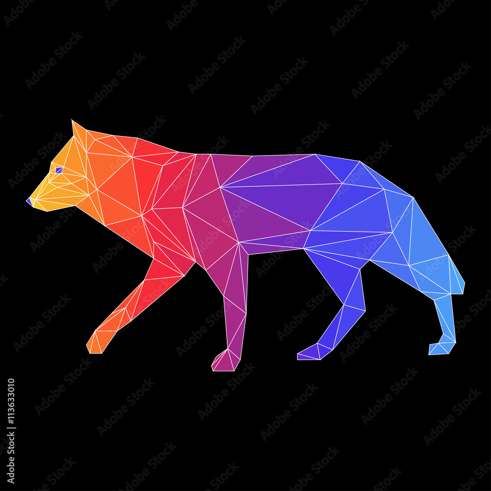 Fototapeta premium Abstract wolf. Side view.