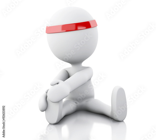 3d White people doing exercise at the gym.