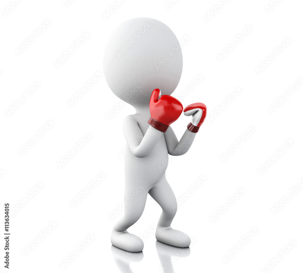 3d White people with red boxing gloves. 3d White people with red boxing gloves.