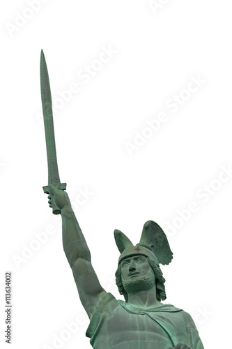 Hermannsdenkmal, Statue of Arminius in the Teutoburg Forest, isolated photo