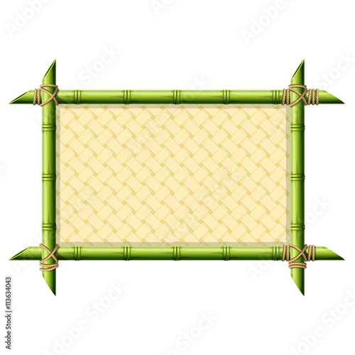 Bamboo frame with wicker pattern isolated on white