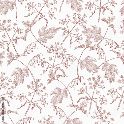 Seamless abstract hand-drawn waves pattern. Gorgeous seamless floral background