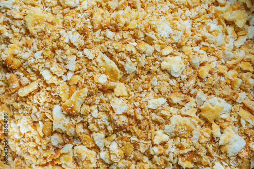 close up of cracker crust : preparation of dessert
