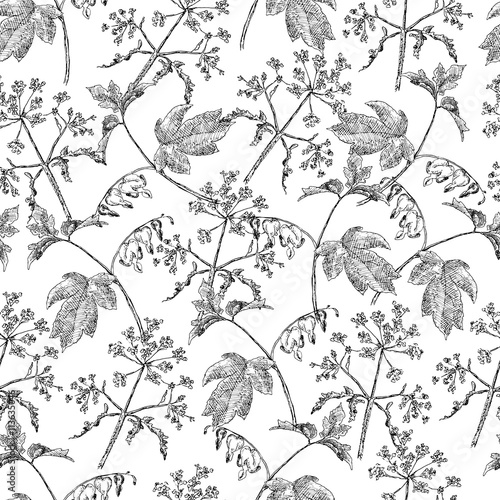 Seamless abstract hand-drawn waves pattern. Gorgeous seamless floral background