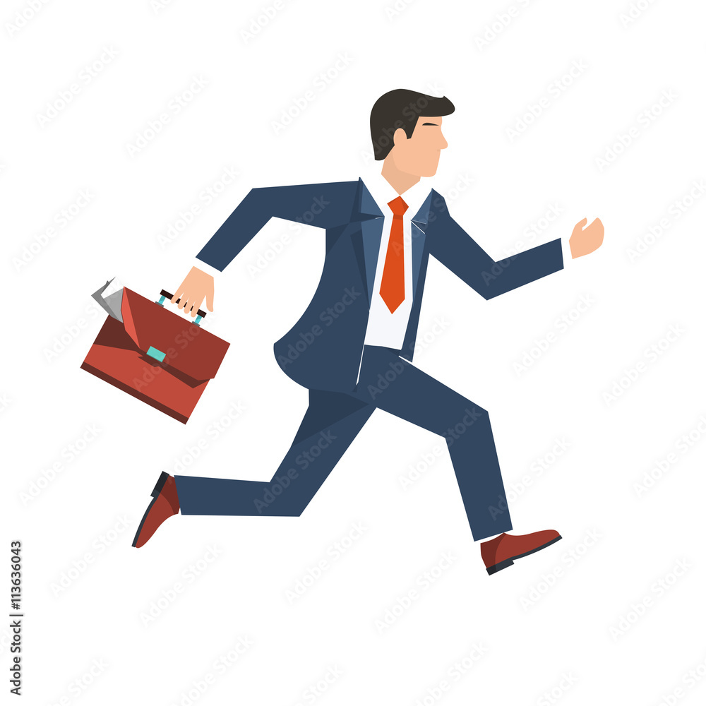 Flat style vector illustration of a businessman running, business concept Flat style vector illustration of a businessman running, business concept