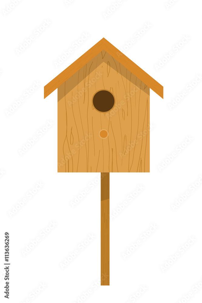 Wooden birdhouse on a white background isolate. Small house for Wooden birdhouse on a white background isolate. Small house for