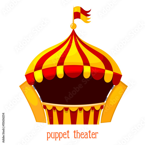 Bright a puppet theater on a white background. Vector illustrati