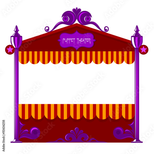 Puppet theater on a white background. Vector illustration of a p