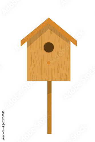 Wooden birdhouse on a white background isolate. Small house for