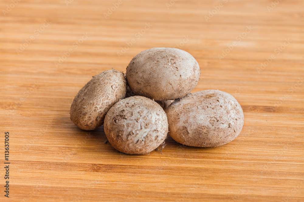 puffball mushroom on wooden table puffball mushroom on wooden table