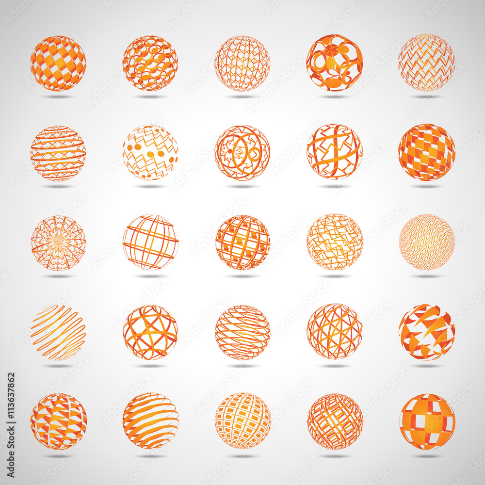 Sphere Icons Set - Isolated On Gray Background - Vector Illustration, Graphic Design
