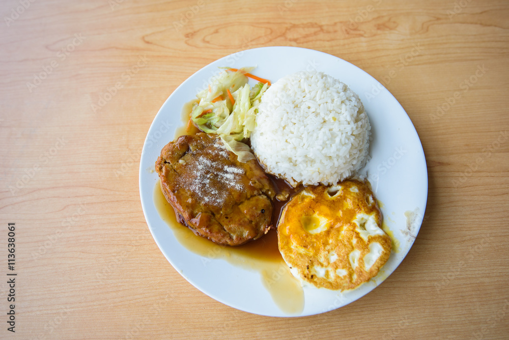 pork steak and fried egg with rice pork steak and fried egg with rice