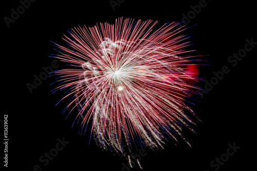Celebration fireworks on black sky background