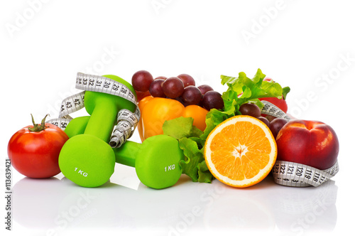 fitness equipment and healthy food