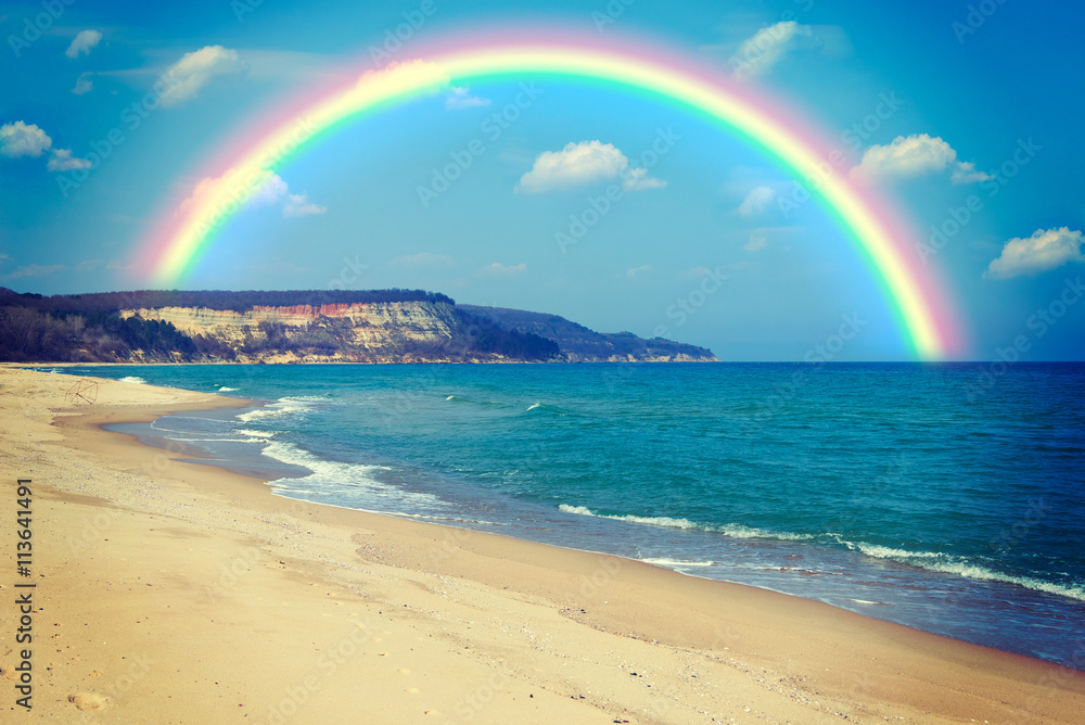 Obraz premium Sea sand sun beach for relax in holiday