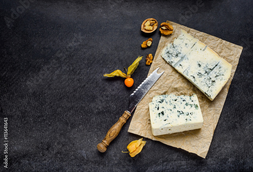 Foto Blue Cheese Gorgonzola on Copy Space