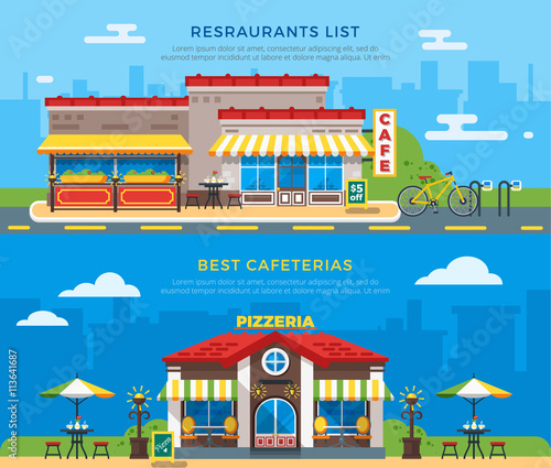 Best Cafeterias And Restaurants List Flat Banners