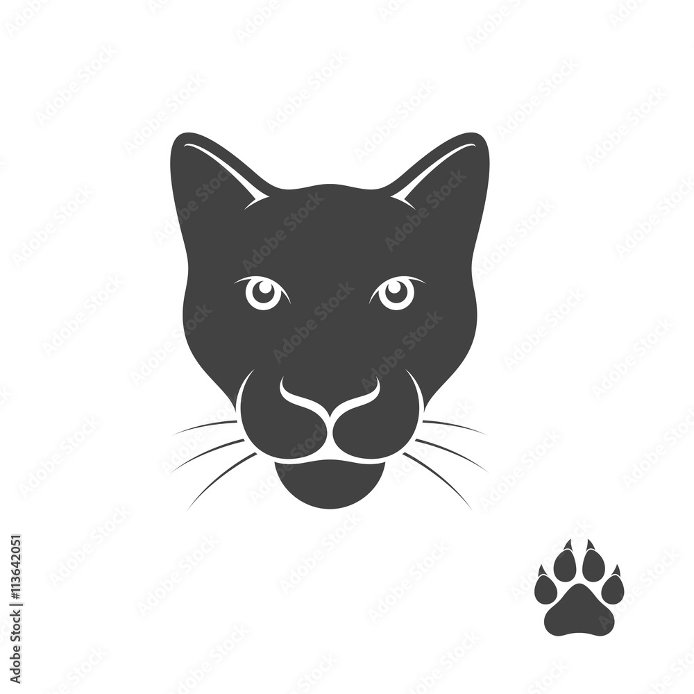 Naklejka premium Panther with paw print
