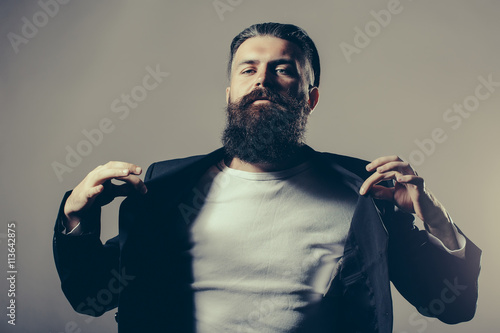 Bearded handsome man in jacket