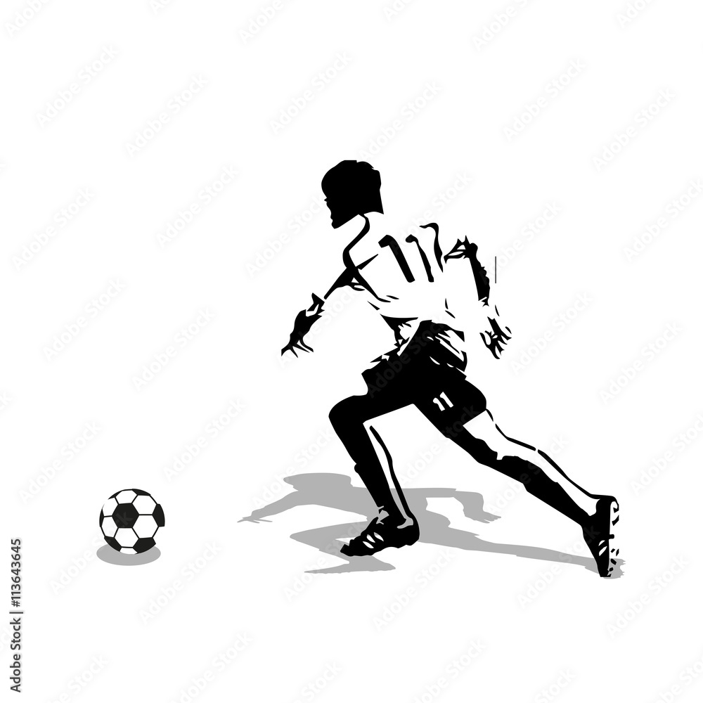 Running soccer player abstract illustration. Soccer player vecto