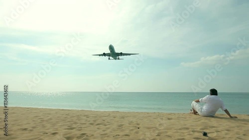 Airplane is landing. Jet coming in to land.