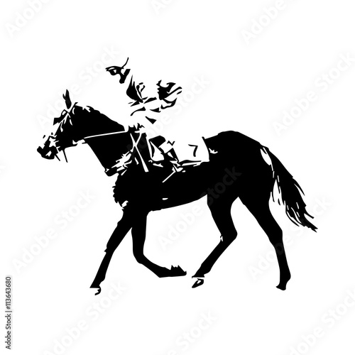 Horse racing, jockey, vector drawing, abstract vector illustrati