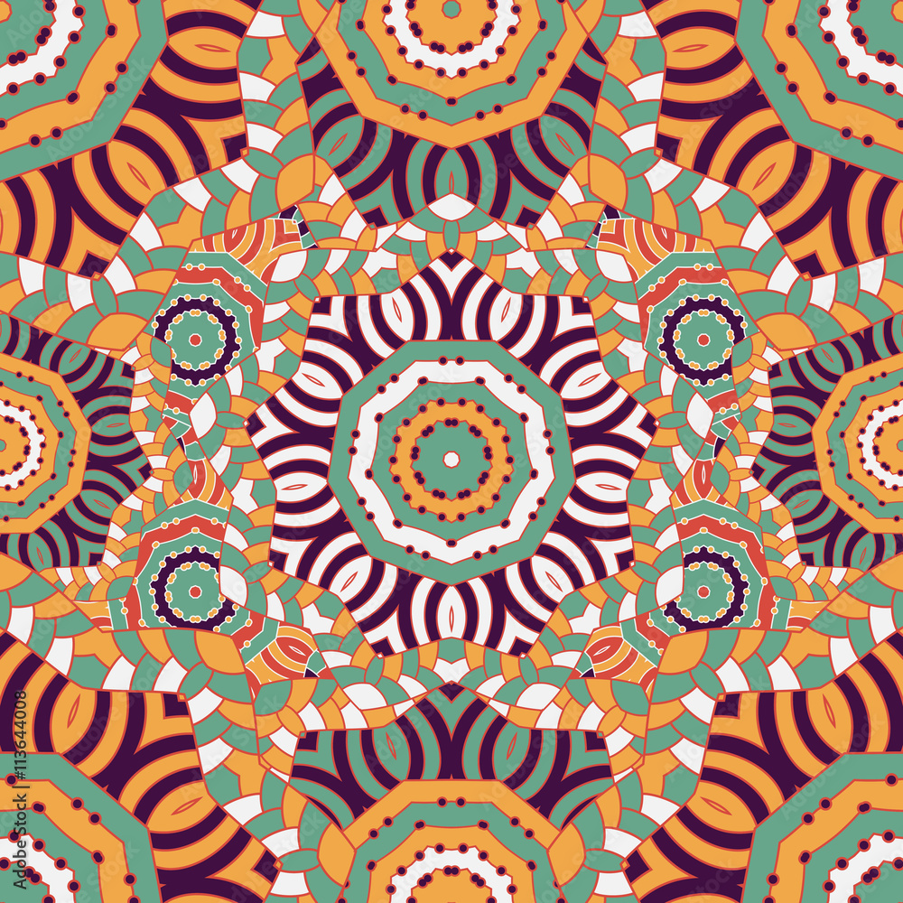 Seamless  vector  background with mandala. 