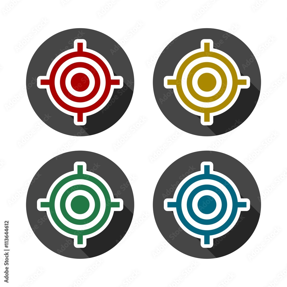 Vector target icons set with long shadow Vector target icons set with long shadow