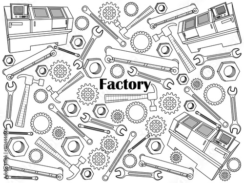 Factory colorless set vector illustration