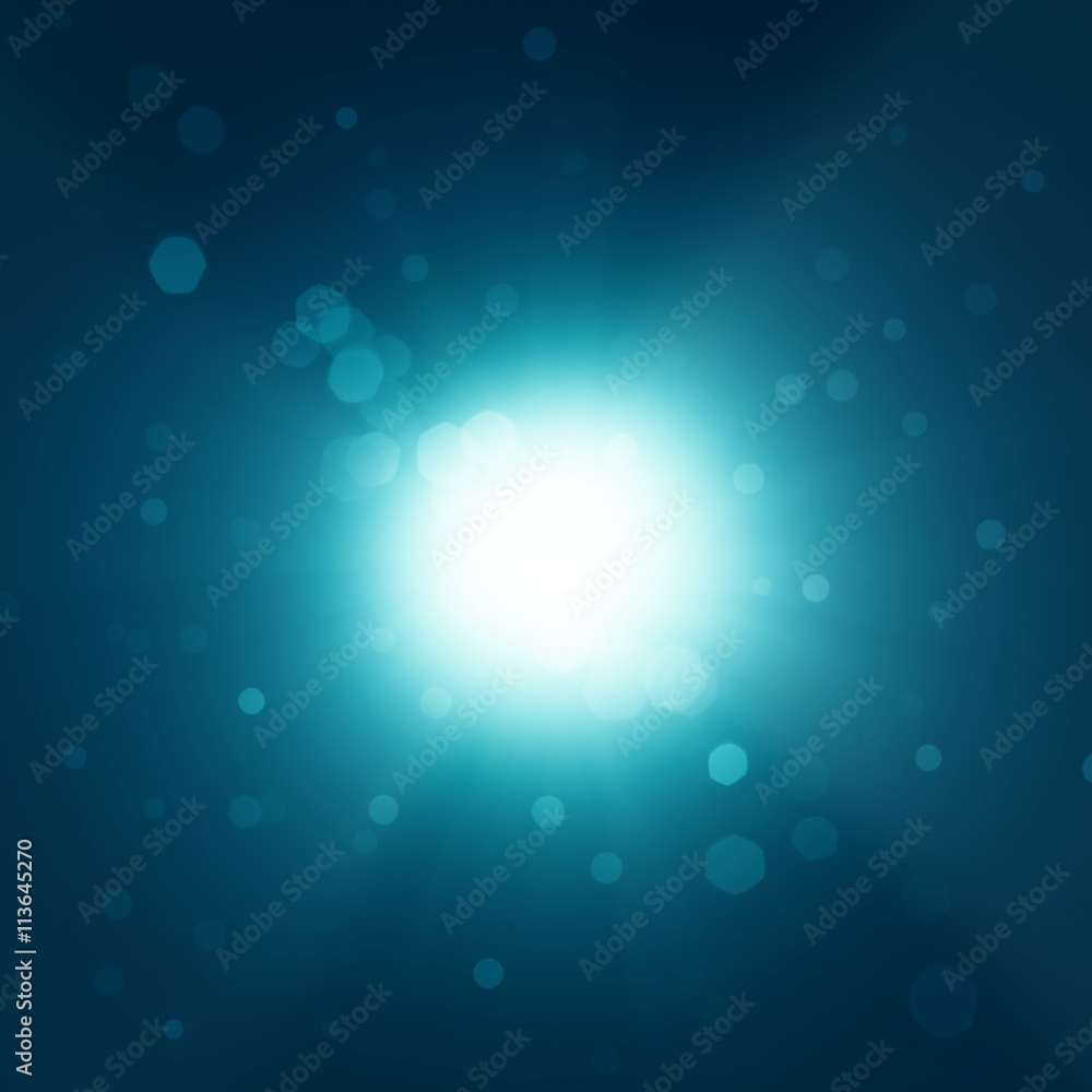 blue abstract background, illustration of light seen from under the water