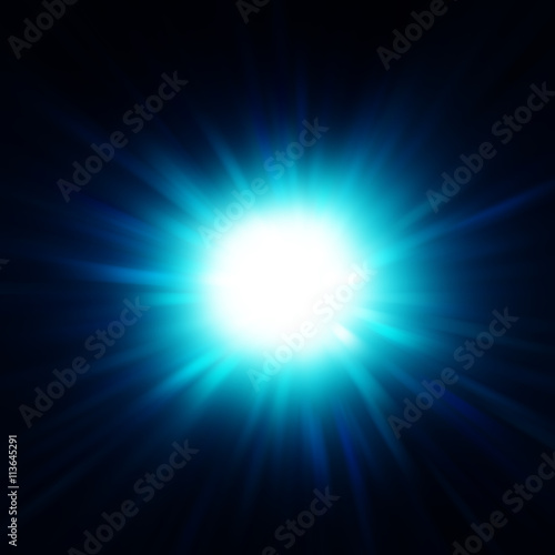 Blue bursting star, abstract background