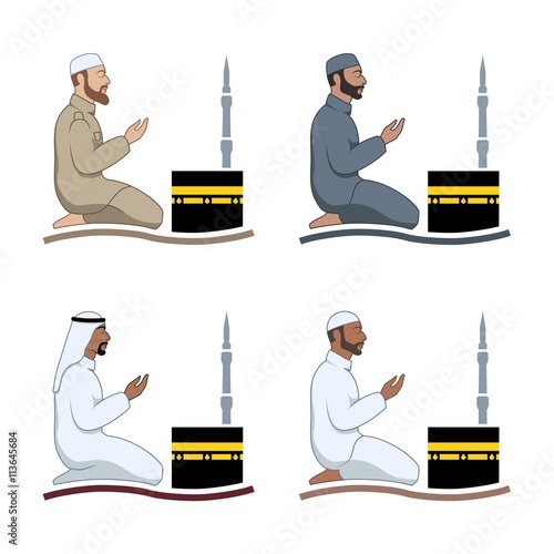 Traditionally clothed muslim man making a supplication.