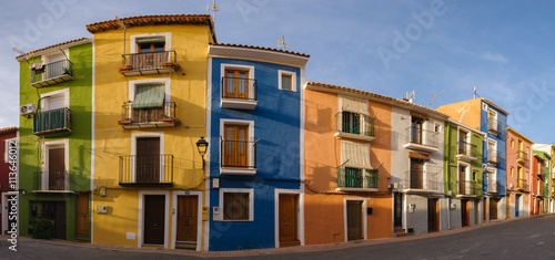 Panorama Villajoyosa multicolored houses, Spain © Julian Schaldach