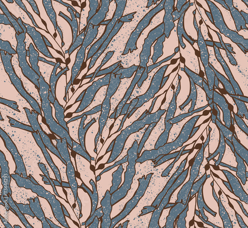 Kelp seaweed blue textured on sand