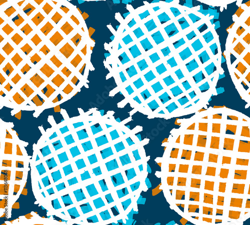 White chalk hatched circles on colorful background