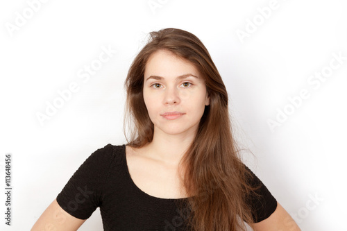 portrait of a pretty young woman with long hair