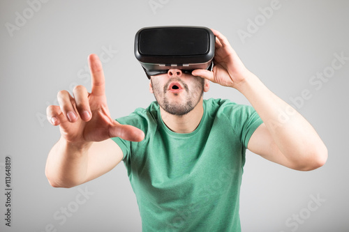 Man using virtual reality glasses