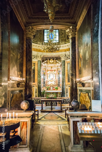 ROME, ITALY - APRIL 8, 2016: Interior of the San Marcello al Corso church, 18th century