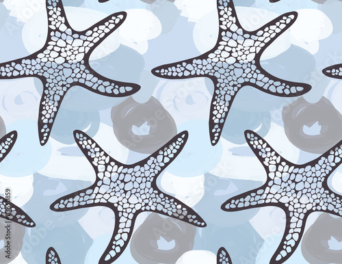 Sea star on blue marker dawn bubbles