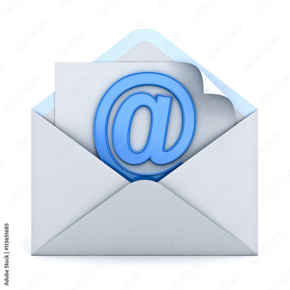 E mail concept isolated over white background 3D rendering E mail concept isolated over white background 3D rendering