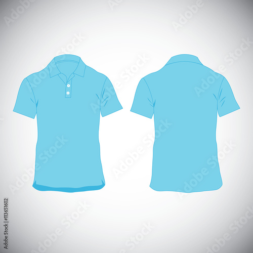 T shirt blue template. Front and back