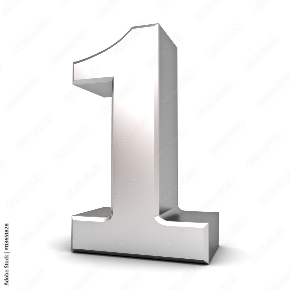 3D number one isolated over white background with shadow 3D rendering 3D number one isolated over white background with shadow 3D rendering