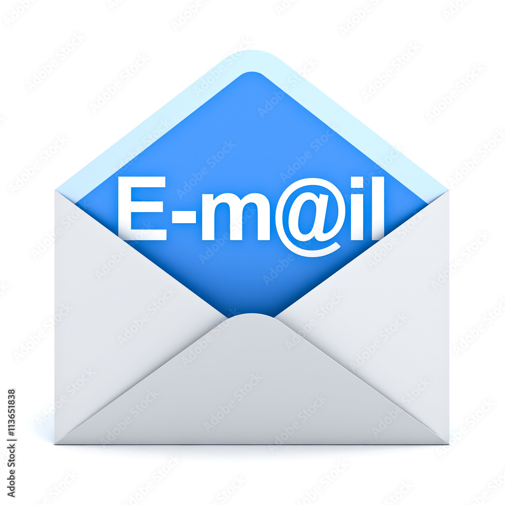E mail concept isolated over white background 3D rendering E mail concept isolated over white background 3D rendering