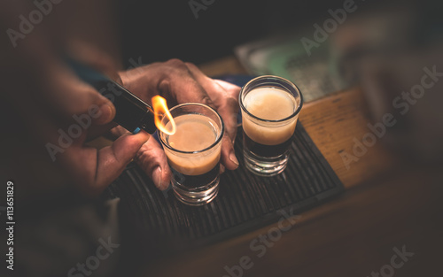Two B 53 cocktails with lighter