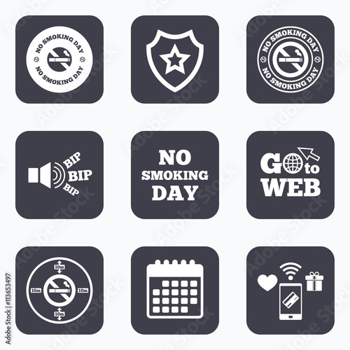 No smoking day icons. Against cigarettes.