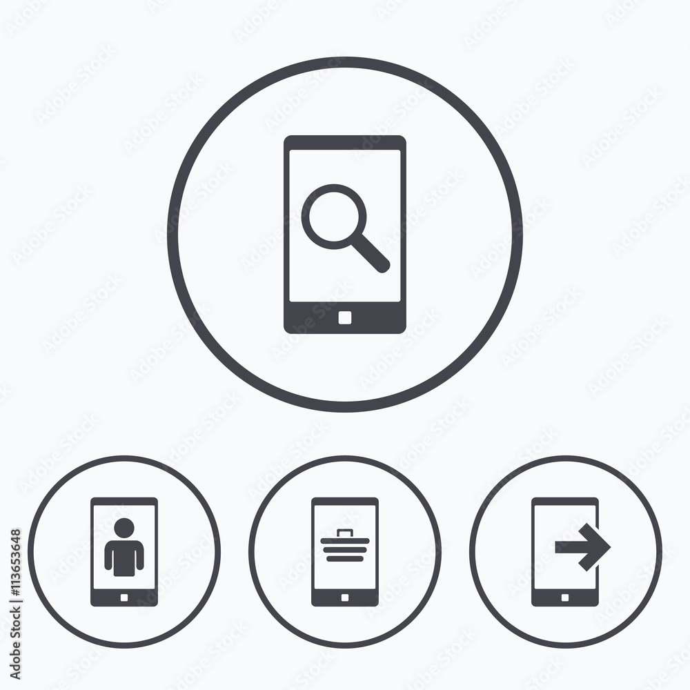 Phone icons. Video call, online shopping. Phone icons. Video call, online shopping.