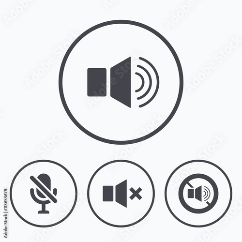 Player control icons. Sound, microphone and mute